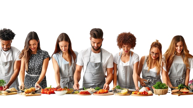Happy students in cooking class